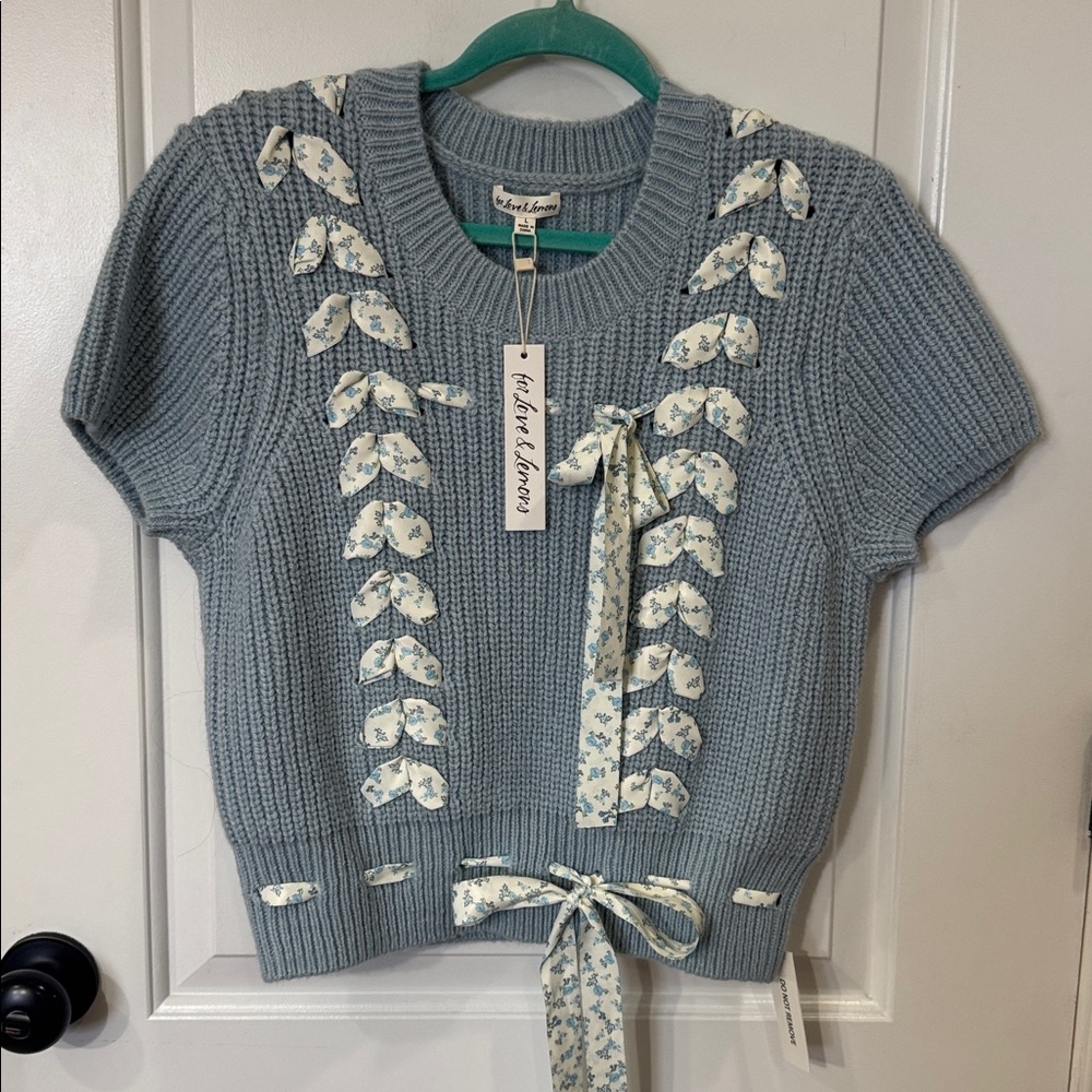 *NEW* FOR LOVE AND LEMONS BOW SWEATER LARGE - Picture 5 of 10